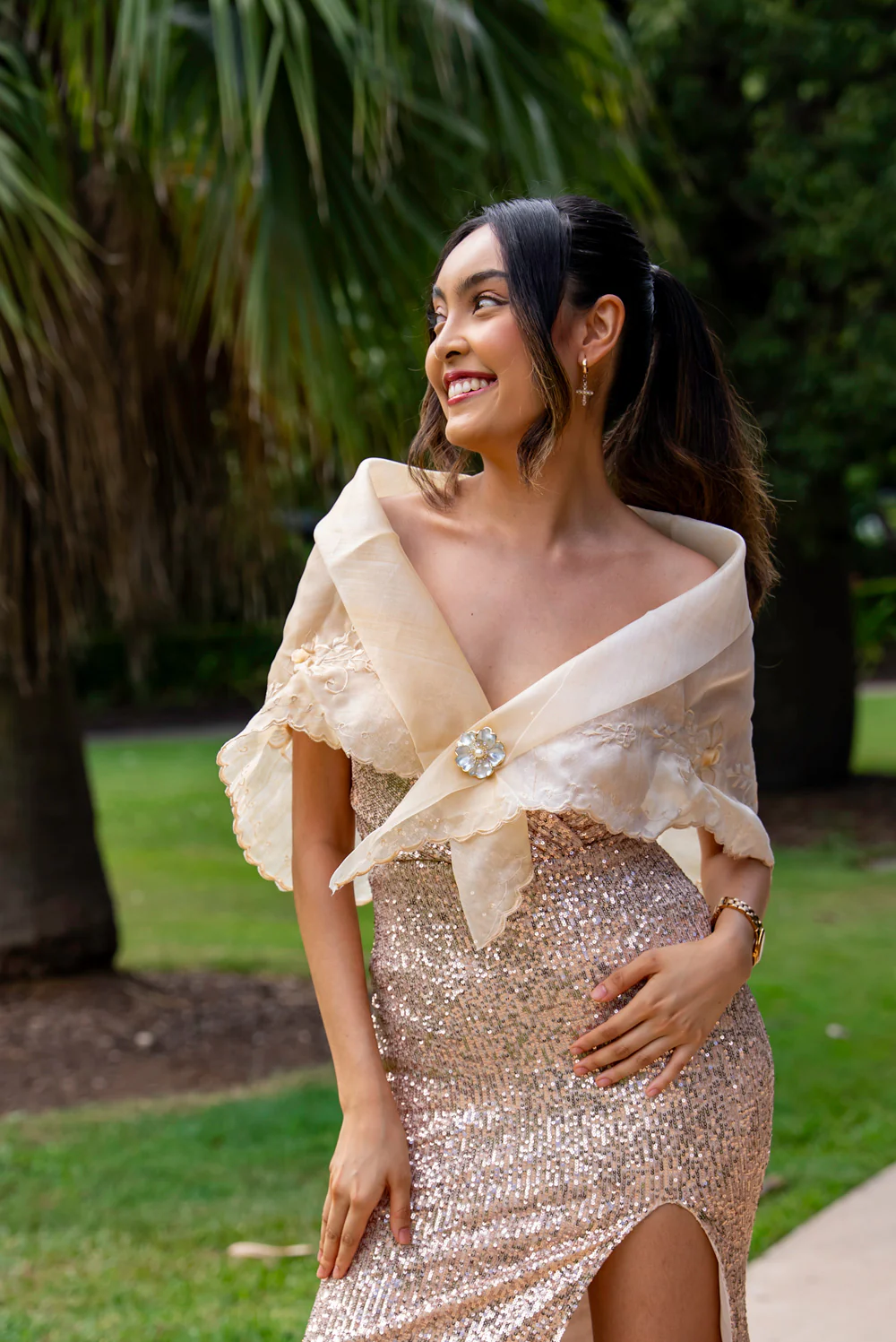 'Selene' Sequin Prom & Formal Dress (Rose Gold) - Image 7