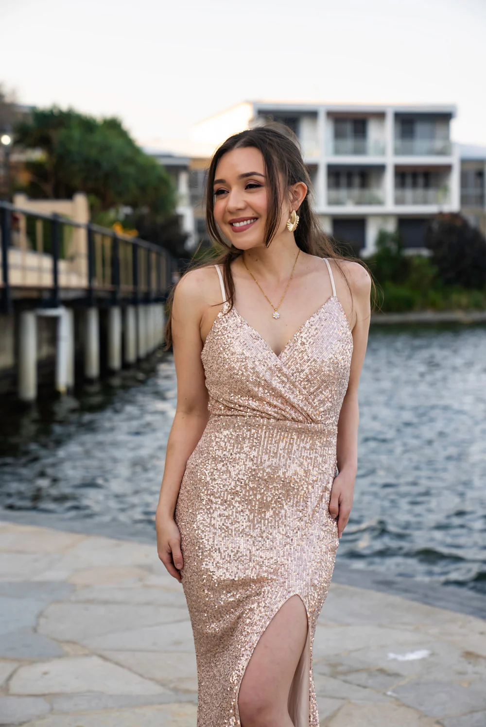 'Selene' Sequin Prom & Formal Dress (Rose Gold) - Image 8