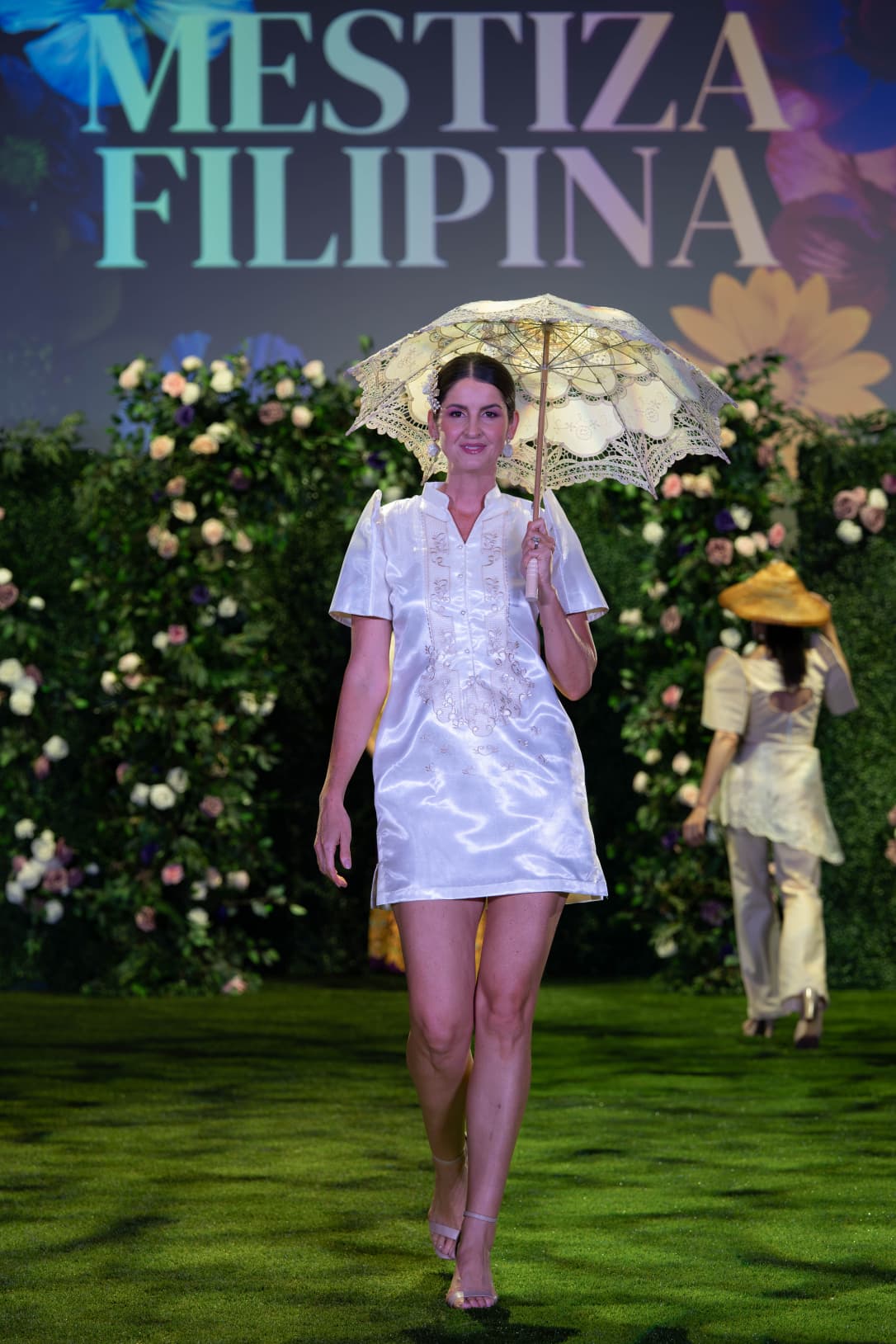 'Sol' Barong Dress – Cream, Organza (Filipiniana Sleeves) - Image 6