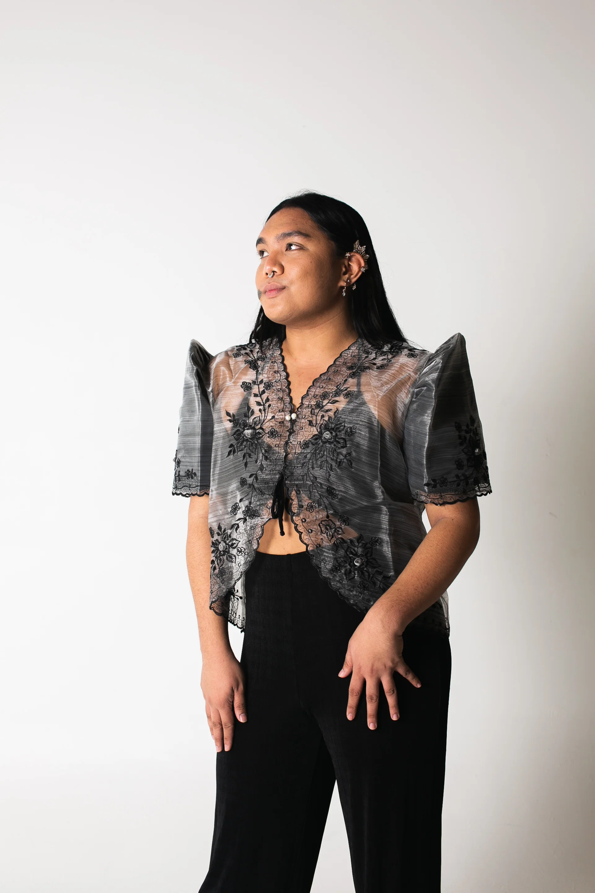 'Tating' Filipiniana Blazer (Grey) - Image 10