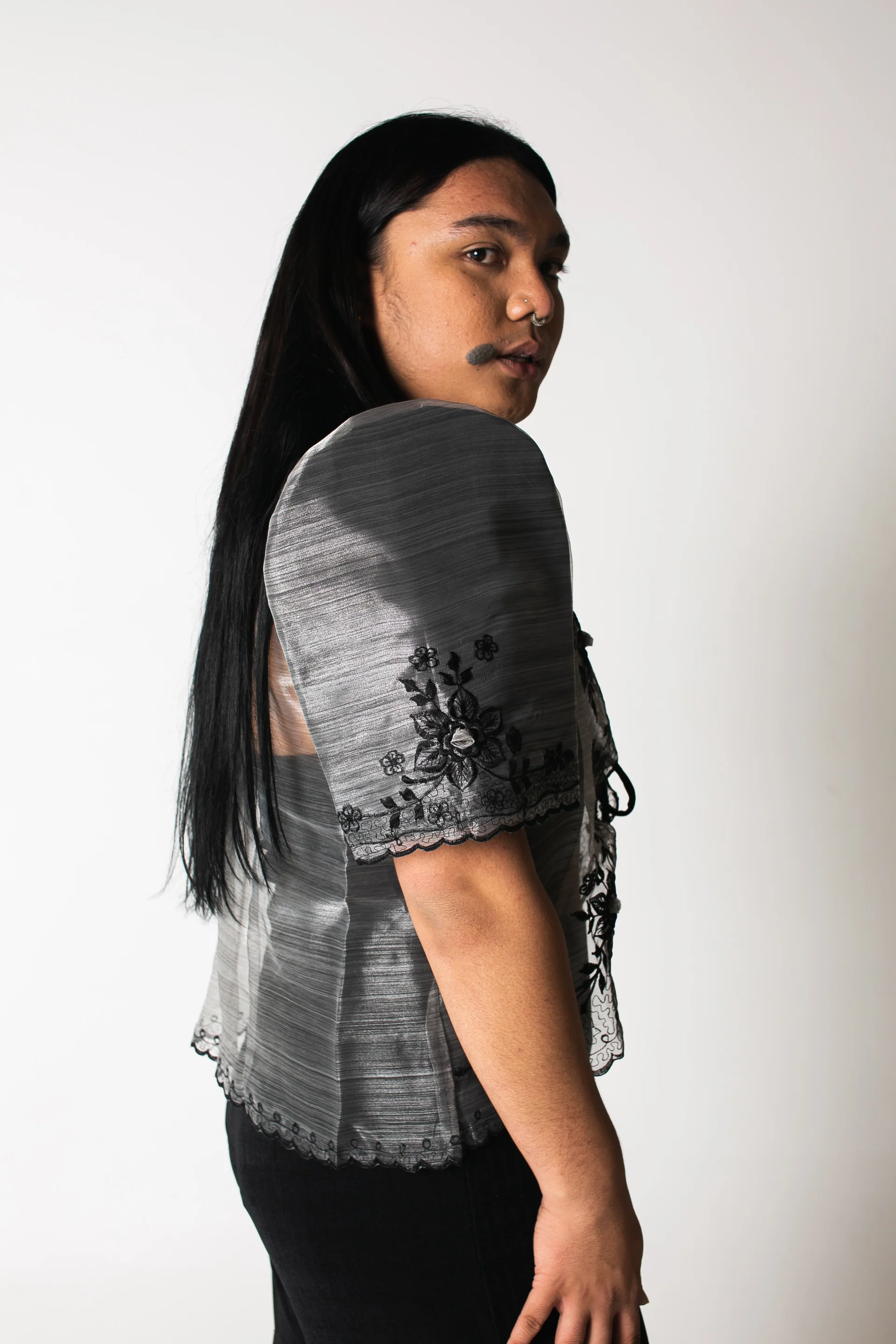 'Tating' Filipiniana Blazer (Grey) - Image 11