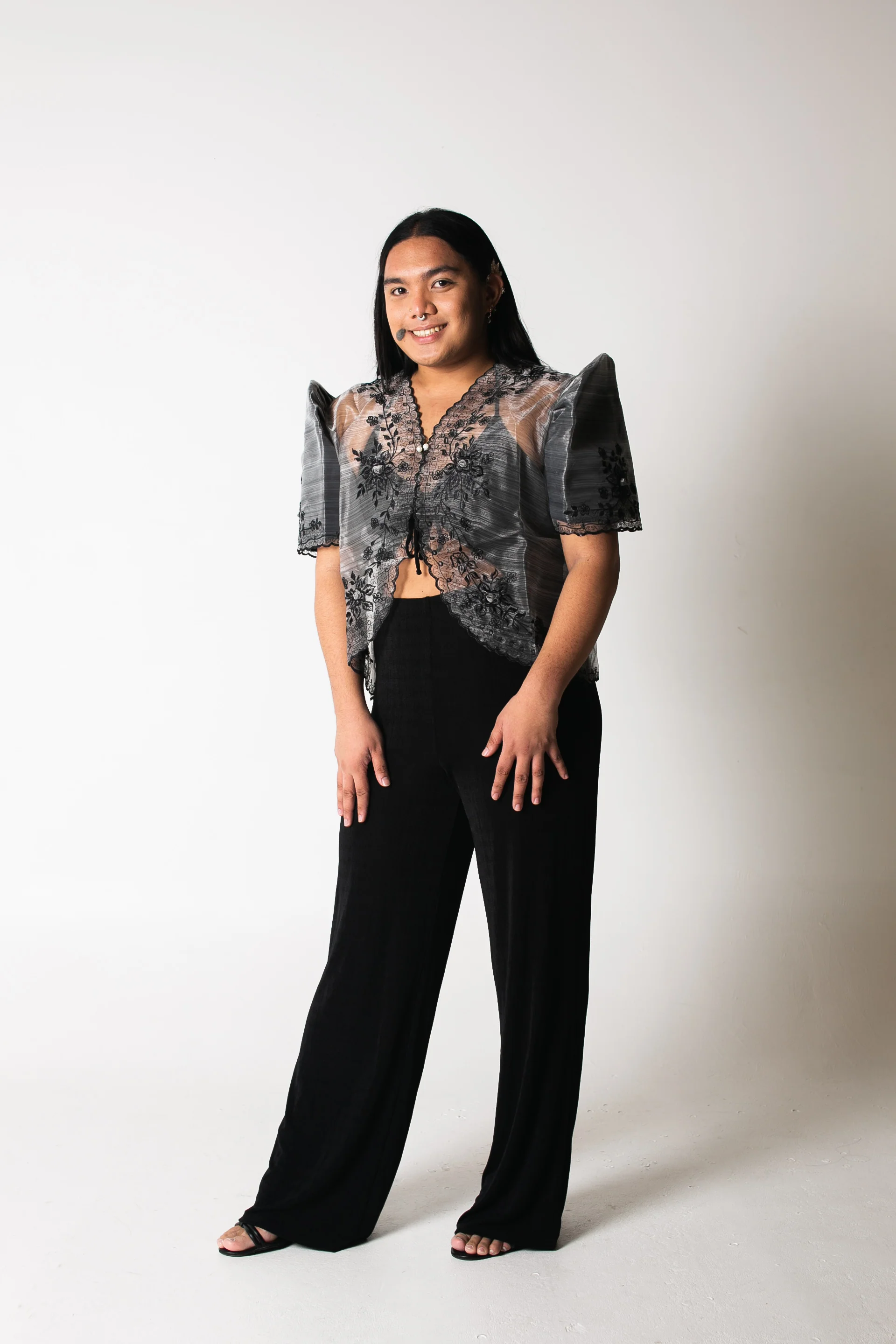 'Tating' Filipiniana Blazer (Grey) - Image 12